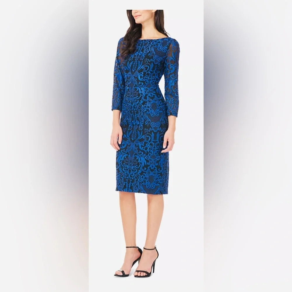 JS COLLECTIONS Embroidered V-Back Dress